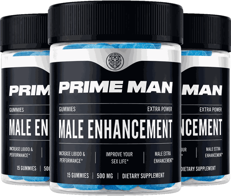 Trois bouteilles de Prime Man Male Enhancement Gummies, 15 gummies, supplément alimentaire de 500 mg